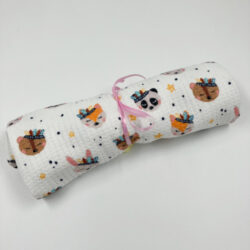 Waffeljersey-Rest: Indianer-Bärenköpfe (0,5m)