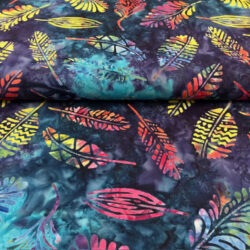 Webware Batik mit Blättern, dunkelblau