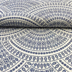 Webware Halbleinen Mira, blau auf weiß