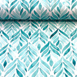 Jersey grafische Blätter, türkis