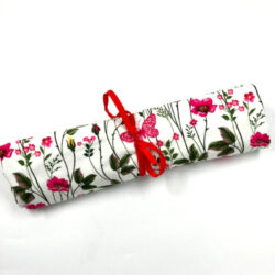 Jersey-Rest: Blumen und Schmetterlinge in pink (0,5m)