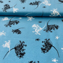 Jersey blau mit stilisierten Blüten