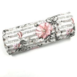 French Terry-Rest: gestreift mit Blumen und Schlüssel (1m)